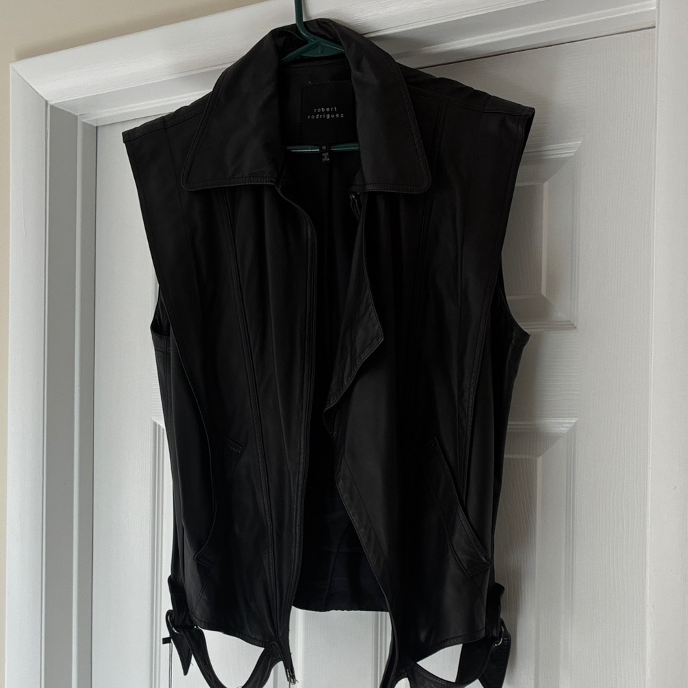 Robert Rodriquez Black Leather Sleeveless Vest